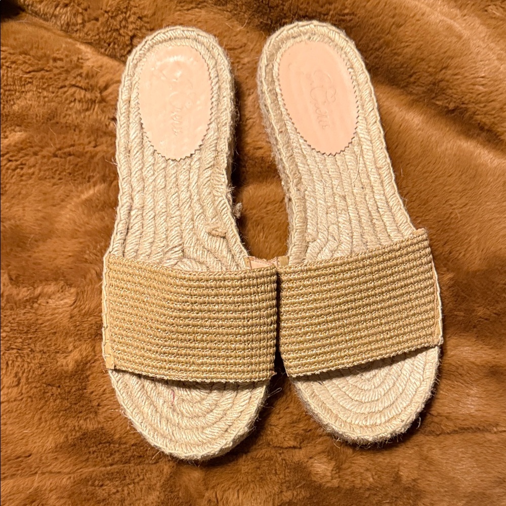 J. Crew Tan Espadrille Slide Sandals